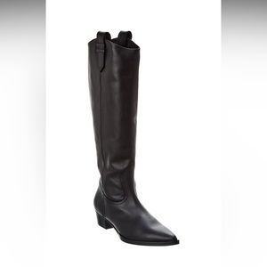 Frame Le Dallas leather knee high boot with pull up leather loops.